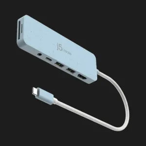 Адаптер J5create USB-C 6-in-1 (2xUSB 3.2 + USB-C PD + HDMI 4K + SD/TF + 3.5mm) (Cyan) в Херсоне