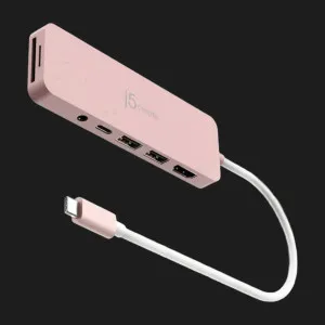Адаптер J5create USB-C 6-in-1 (2xUSB 3.2 + USB-C PD + HDMI 4K + SD/TF + 3.5mm) (Rose) в Херсоне