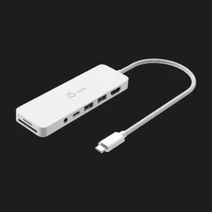 Адаптер J5create USB-C 6-in-1 (2xUSB 3.2 + USB-C PD + HDMI 4K + SD/TF + 3.5mm) (White) в Херсоне