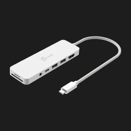 Адаптер J5create USB-C 6-in-1 (2xUSB 3.2 + USB-C PD + HDMI 4K + SD/TF + 3.5mm) (White) в Чернігові