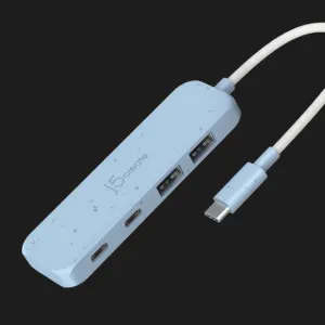 Адаптер J5create USB-C 4-in-1 (2xUSB-A + 2xUSB-C 3.2 10Gbps) (Cyan) в Херсоне