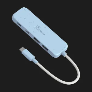 Адаптер J5create USB-C 4-in-1 (2xUSB-A + 2xUSB-C 3.2 10Gbps) (Cyan) в Херсоне
