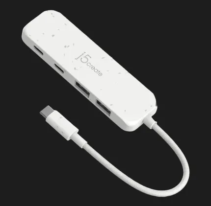 Адаптер J5create USB-C 4-in-1 (2xUSB-A + 2xUSB-C 3.2 10Gbps) (White)