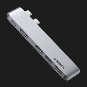 Переходник UGREEN CM251 5-in-2 Dual USB Type-C to 3x USB 3.0 + HDMI + USB Type-C (Space Gray) в Херсоне