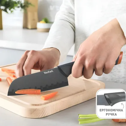 Кухонний ніж Сантоку Tefal Fresh Kitchen 12см (Gray) (K1220104)