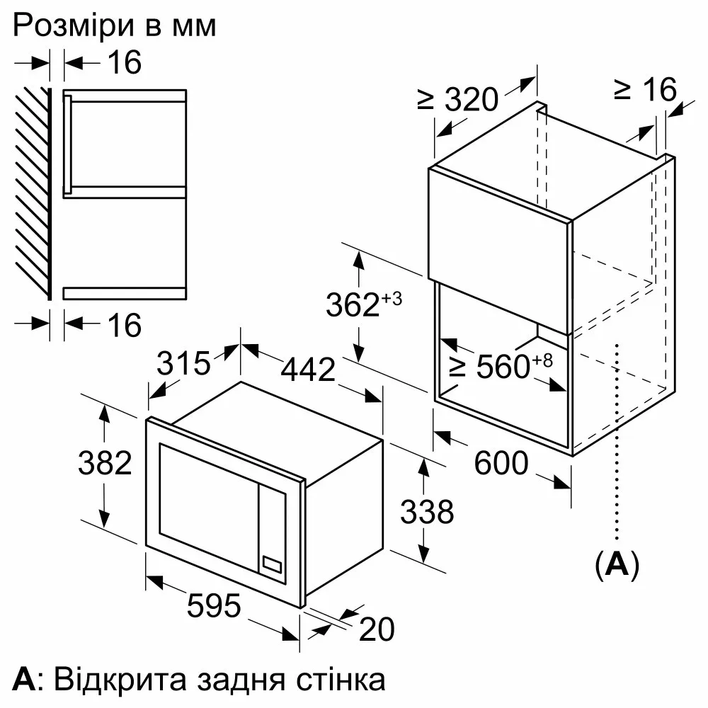 Мікрохвильова піч вбудована Bosch BFL623MC3 (Black)