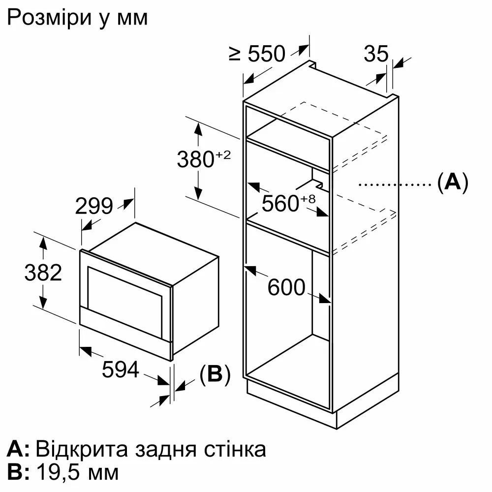 Мікрохвильова піч вбудована Bosch BFL7221W1 (White)