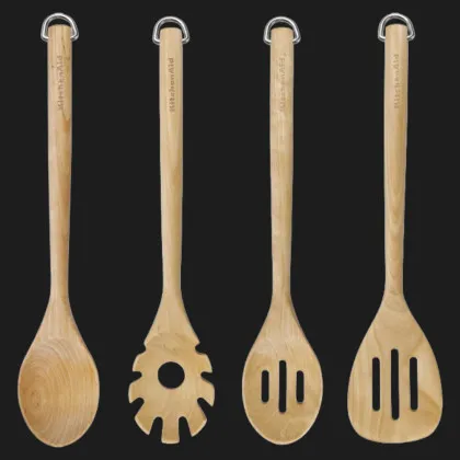Набір кухонного приладдя KitchenAid Coreline 4 предмета береза (Natural wood) (KQR752BXE)