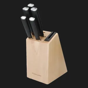 Набір ножів з підставкою KitchenAid Classic 5 предметів і точило (Black) (KE5PSTANOBG)