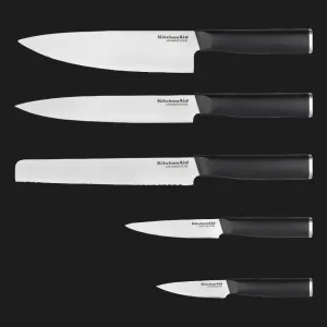 Набір ножів з підставкою KitchenAid Classic 5 предметів і точило (Black) (KE5PSTANOBG)
