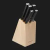 Набор ножей с подставкой KitchenAid Classic 5 предметов и точилки (Black) (KE5PSTANOBG)