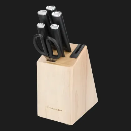 Набор ножей с подставкой KitchenAid Classic 6 предметов и точилки (Black) (KO6PSTSNOBG)