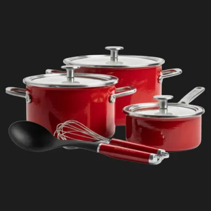Набор посуды KitchenAid Steel Core 8 предметов 16/20/24 см 1.3/3.7/6 л (Red) (CC004920-001)