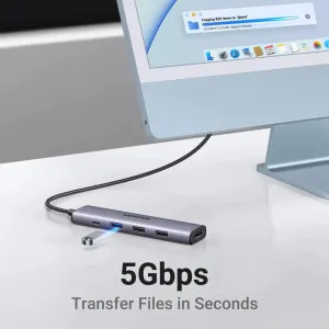 USB-хаб UGREEN CM478 USB-C (HDMI 4K 30Hz+USB 3.0+2xUSB 2.0 A+PD) (Space Gray) (15495) в Херсоне