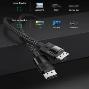 Кабель UGREEN DP114 DP 1.4 Male to Male Plastic Case Braided Cable (Black) (1.5m) в Сваляві