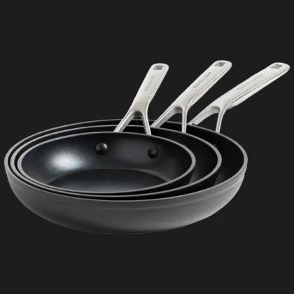 Набор сковородок KitchenAid FHA 20+24+28 см с керамическим покрытием (Stainless Steel/Black) (CC005699-001)