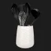 Набор кухонных принадлежностей с керамической подставкой KitchenAid Classic 6 предметов (Black/White) (KQG561BXOBE)