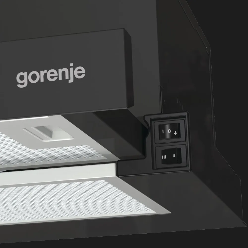 Вытяжка Gorenje телескопическая, 60 см, 350 м3/ч (Black) (TH60E3B)