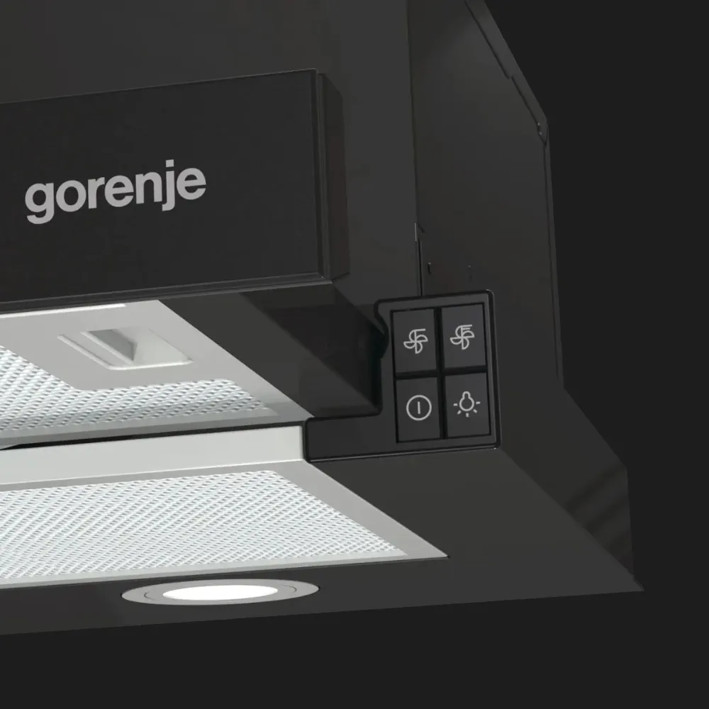 Вытяжка Gorenje телескопическая, 60 см, 450 м3/ч (Black) (TH62E4BG)