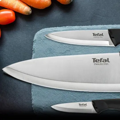 Нож кухарський Tefal Comfort 20см (Black/Stainless steel) (K2213244)