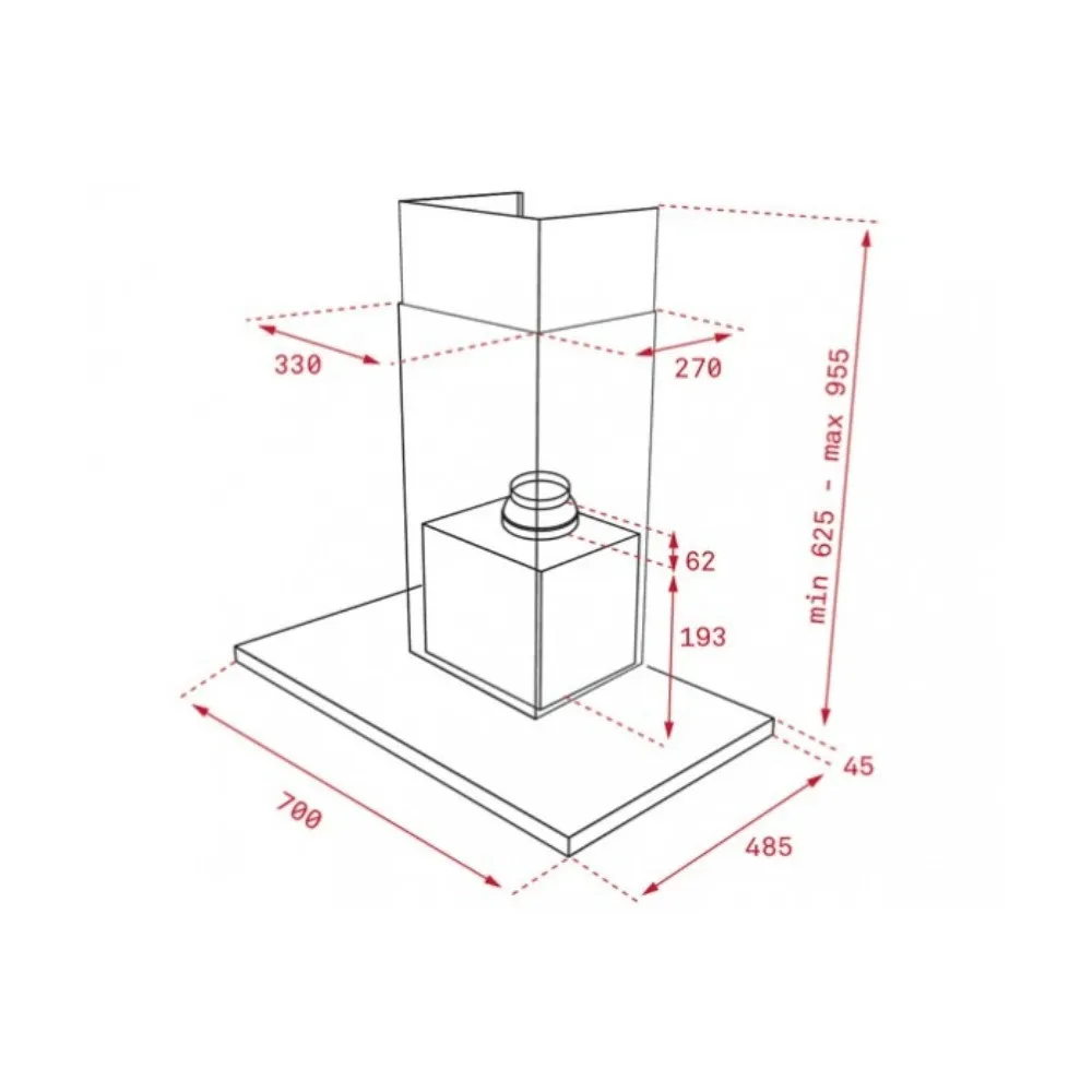 Вытяжка TEKA, 70 см, 1200 м3/ч, DLH 786 T (40487181) (Stainless Steel)