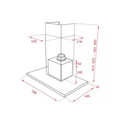 Витяжка TEKA, 70 см, 1200 м3/год, DLH 786 T (40487181) (Stainless Steel)