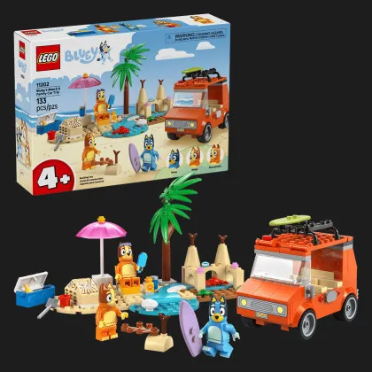 Конструктор LEGO Bluey Пляж и семейная поездка на автомобили Блуи (11202)