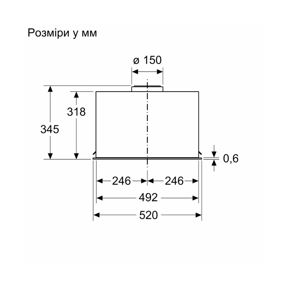 Витяжка Siemens, 52 см, 645 м3/год (Stainless Steel) (LB56NAC50)