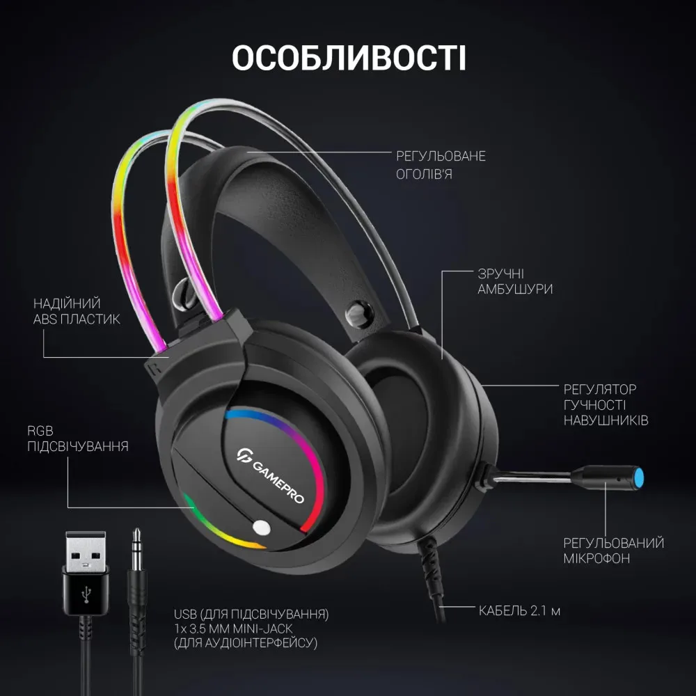 Гарнитура Gamepro Nitro HS733 (Black) (UA)