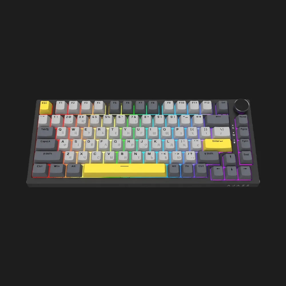 Клавиатура игровая Ajazz AK820 Sea Salt Switch (Black/Gray/Yellow) (AK820-SS-BGY) (UA)