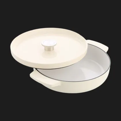 Сотейник чавунний з кришкою KitchenAid 26 см 2.77 л (Almond Cream) (CC009010-001)