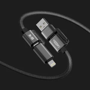 Кабель YOKI CA93 CAR Media USB-A/Type-C to Type-C/to iP 60W 1.8m (Black) в Хмельницькому