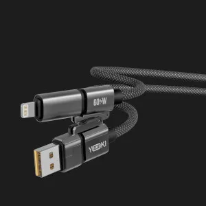 Кабель YOKI CA93 CAR Media USB-A/Type-C to Type-C/to iP 60W 1.8m (Black) в Хмельницькому