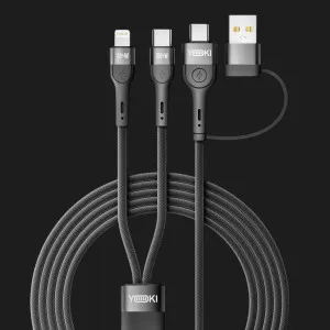 Кабель YOKI UNIVERSE YK-UN91 USB-A/Type-C to Type-C/Lightning 100W 1.2m (Black) в Хмельницькому