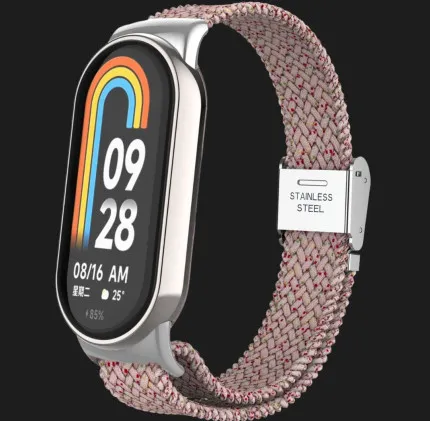 Ремешок Braided Solo Loop для Xiaomi Smart Band 10/9/8 (Starlight Pink)