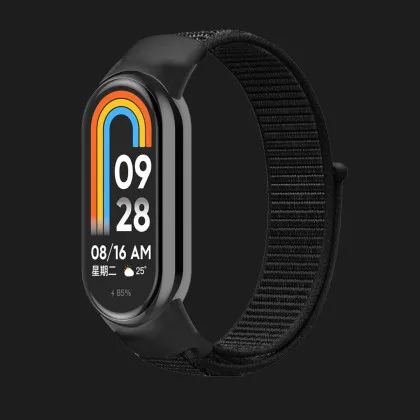 Ремешок нейлоновый для Xiaomi Smart Band 10/9/8 (Black) в Виноградове