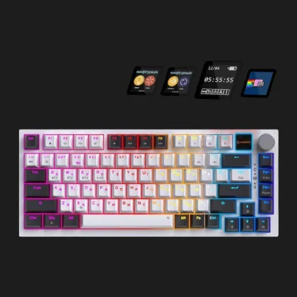 Клавіатура GamePro Asgard Valhalla Pro QLAB Sakura Switch Bluetooth/2.4G/USB White With Display (MK160-W-D-QS-PRO) (Black/White) (UA)