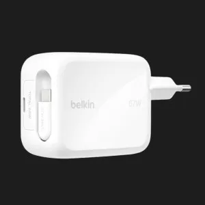 Блок питания Belkin 67Вт USB-C PD, PPS, встроенный кабель USB-C (White) в Луцке