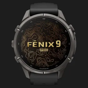 Garmin Fenix 9 Pro 43mm LTE AMOLED Sapphire Carbon Gray DLC Titanium with Black/Pebble Gray Silicone Band