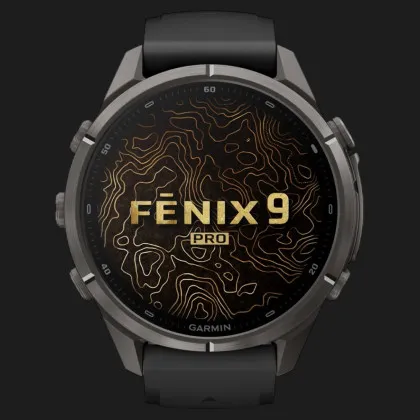 Garmin Fenix 9 Pro 43mm AMOLED Sapphire Carbon Gray DLC Titanium with Black/Pebble Gray Silicone Band