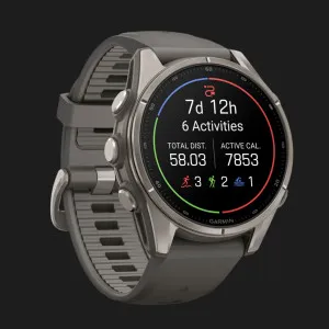 Garmin Fenix 9 43mm AMOLED Sapphire Titanium with Pebble Gray Silicone Band