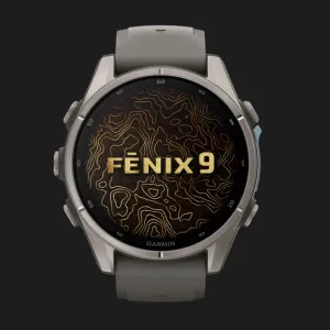Garmin Fenix 9 43mm AMOLED Sapphire Titanium with Pebble Gray Silicone Band