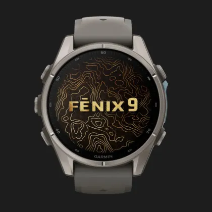 Garmin Fenix 9 43mm AMOLED Sapphire Titanium with Pebble Gray Silicone Band