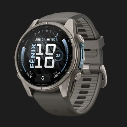 Garmin Fenix 9 43mm AMOLED Sapphire Titanium with Pebble Gray Silicone Band