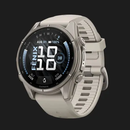 Garmin Fenix 9 43mm AMOLED Sapphire Titanium with Fog Gray Silicone Band