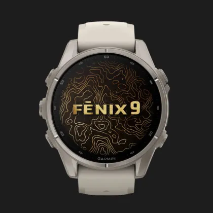 Garmin Fenix 9 43mm AMOLED Sapphire Titanium with Fog Gray Silicone Band