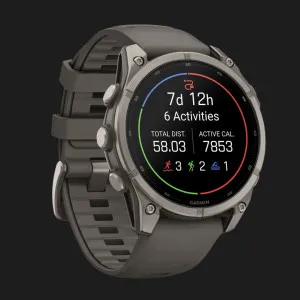 Garmin Fenix 9 47mm AMOLED Sapphire Titanium with Pebble Gray Silicone Band