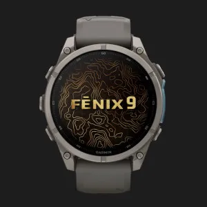 Garmin Fenix 9 47mm AMOLED Sapphire Titanium with Pebble Gray Silicone Band