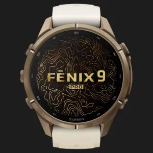 Garmin Fenix 9 Pro 43mm LTE AMOLED Sapphire Autumn Gold Titanium with Cream/French Gray Silicone Band