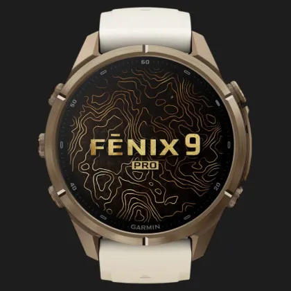Garmin Fenix 9 Pro 43mm AMOLED Sapphire Autumn Gold Titanium with Cream/French Gray Silicone Band